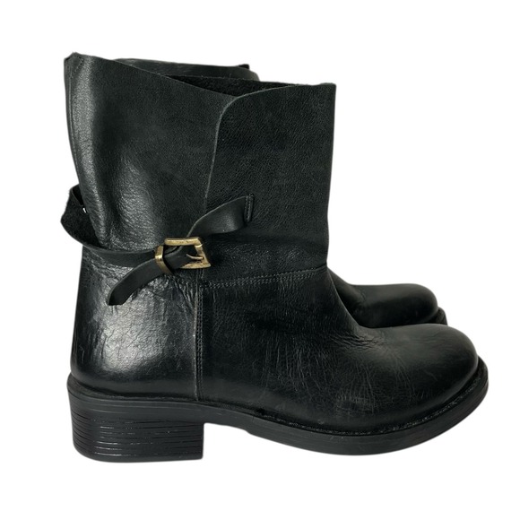 Steve Madden Black Leather Ankle Boots with Buckle Moto Biker Style EU 36 US 5.5 - Picture 1 of 9